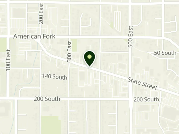 Map of the streets around Alpine Credit Union, American Fork, at 375 E State Rd, American Fork, UT 84003