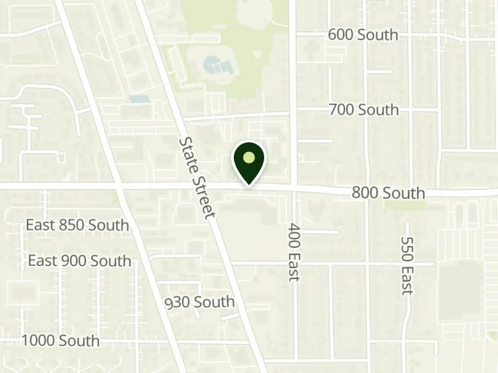 Map of the streets around Alpine Credit Union, South Orem, at 351 E 800 S, Orem, UT 84097