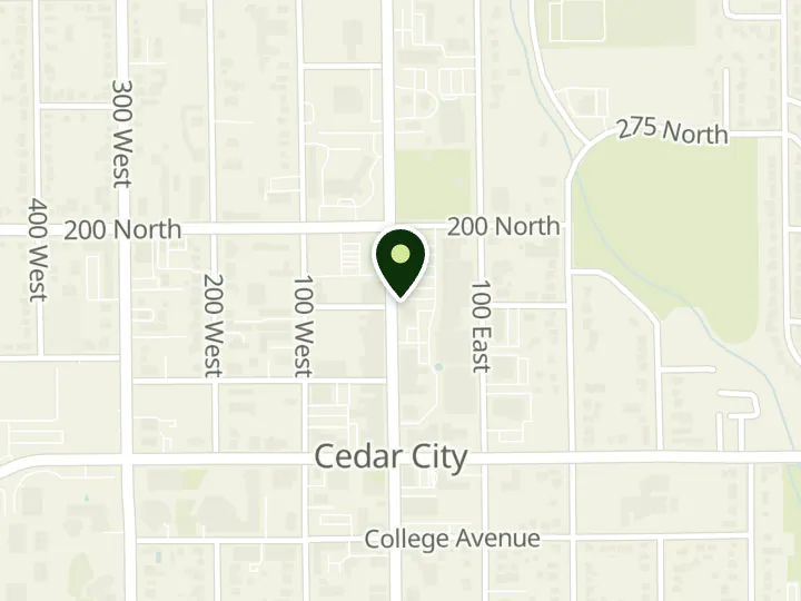 Map of the streets around America First Credit Union, Cedar City Lin's, at 150 N Main St, Cedar City, UT 84720