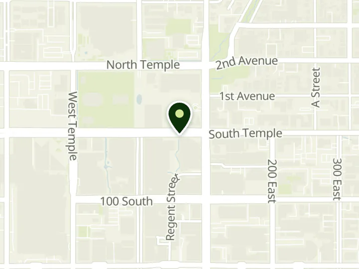 Map of the streets around America First Credit Union, City Creek, at 60 E South Temple Ste 185, Salt Lake City, UT 84111