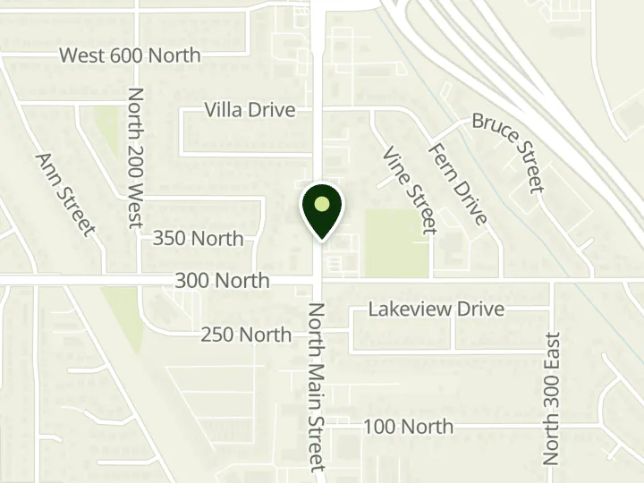 Map of the streets around America First Credit Union, Clearfield Main Street, at 350 N Main St, Clearfield, UT 84015