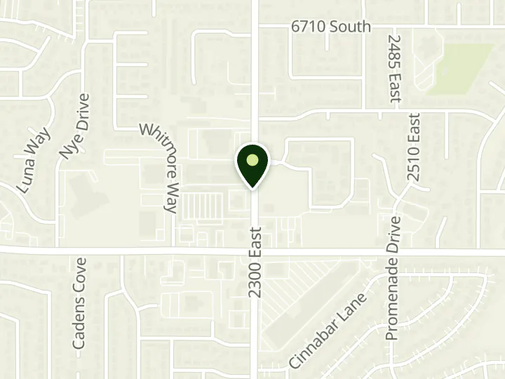 Map of the streets around America First Credit Union, Cottonwood Heights, at 6924 S 2300 E, Salt Lake City, UT 84121