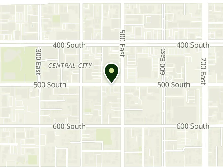 Map of the streets around America First Credit Union, Salt Lake Metro, at 455 E 500 S, Salt Lake City, UT 84111