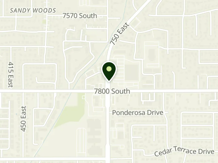 Map of the streets around America First Credit Union, Sandy Harmons, at 7755 S 700 E, Midvale, UT 84047