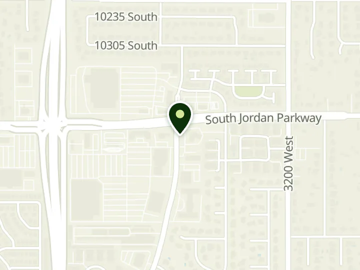 Map of the streets around America First Credit Union, South Jordan 10400 South, at 10427 S River Heights Dr, South Jordan, UT 84095