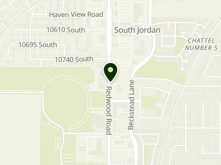 Map of the streets around America First Credit Union, South Jordan, at 10767 S Redwood Rd, South Jordan, UT 84095
