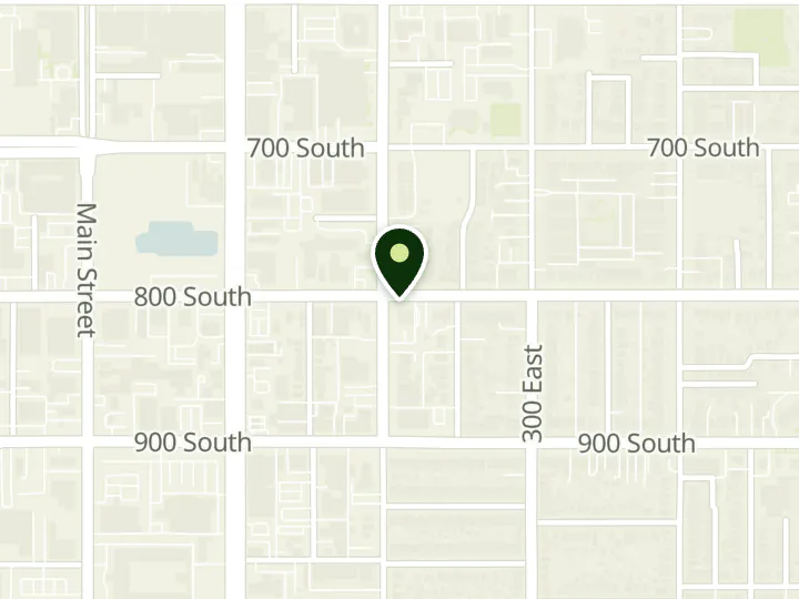 Map of the streets around American United Federal Credit Union, 8th South Branch, at 208 E 800 S, Salt Lake City, UT 84111