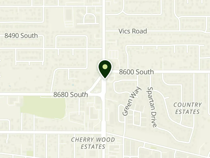Map of the streets around American United Federal Credit Union, Sandy Branch, at 8621 S 700 E, Sandy, UT 84070