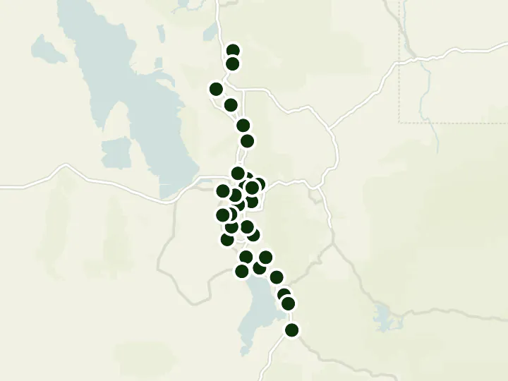 Map of Bank of America's 29 branches in Utah