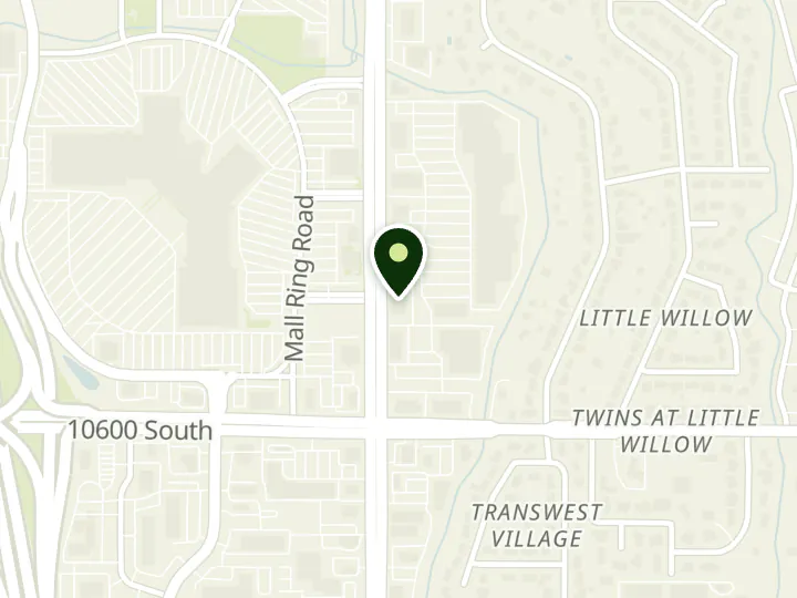 Map of the streets around Bank of America, Commons at Southtowne, at 10495 S State St, Sandy, UT 84070