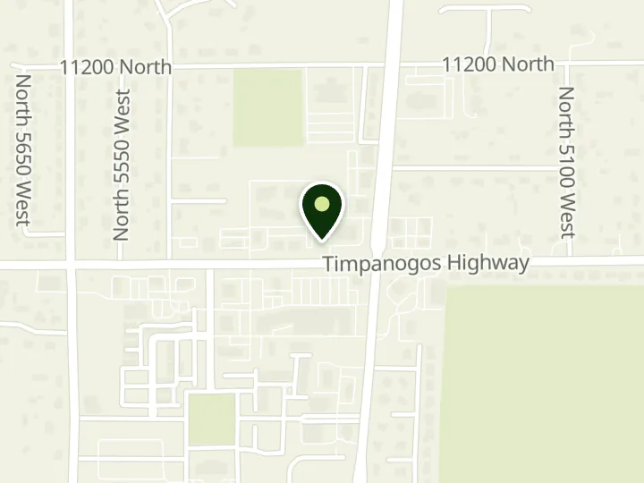 Map of the streets around Bank of America, Highland, at 5348 W 11000 N, Highland, UT 84003