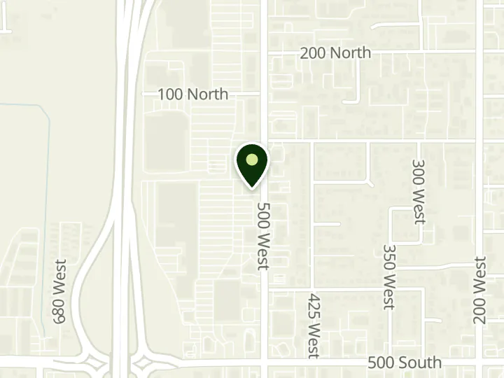 Map of the streets around Bank of Utah, Bountiful, at 100 S 500 W, Bountiful, UT 84010
