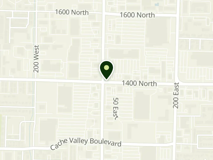 Map of the streets around Bank of Utah, Logan, at 5 E 1400 N, Logan, UT 84341