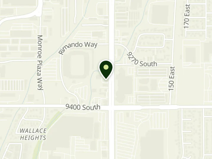 Map of the streets around Bank of Utah, Sandy, at 9320 S State St, Sandy, UT 84070