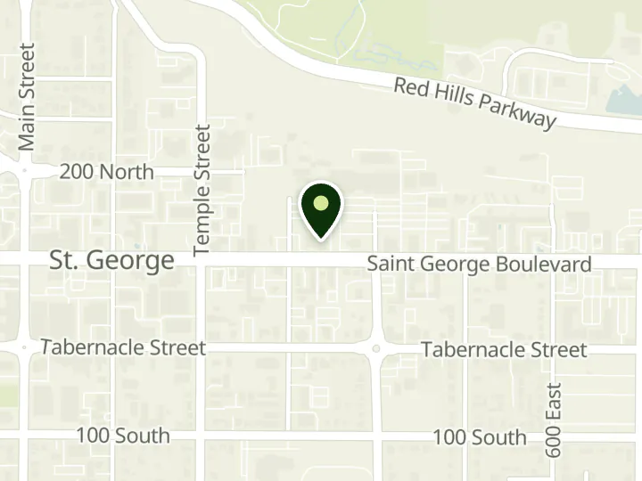 Map of the streets around Bank of Utah, St. George Banking Center & Home Loans, at 335 E Saint George Blvd, St. George, UT 84770