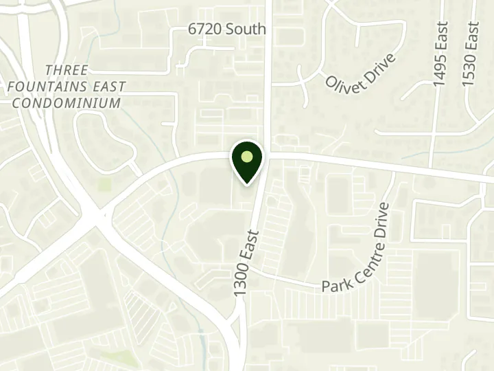 Map of the streets around Banterra Bank, Salt Lake City, at 6965 S Union Park Ctr, Cottonwood Heights, UT 84047