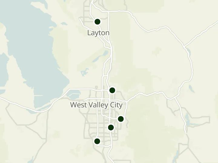 Map of BMO's 5 branches in Utah