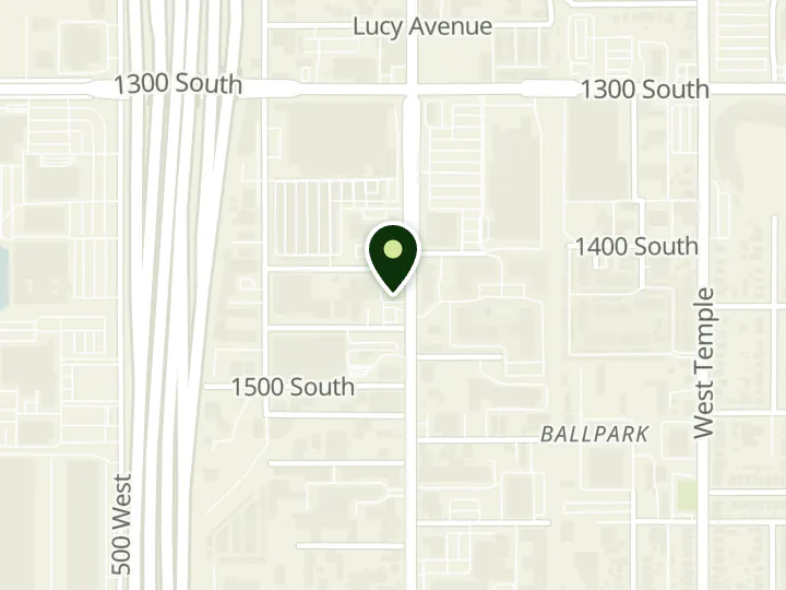Map of the streets around Brighton Bank, Midtown Office, at 1420 S 300 W, Salt Lake City, UT 84115