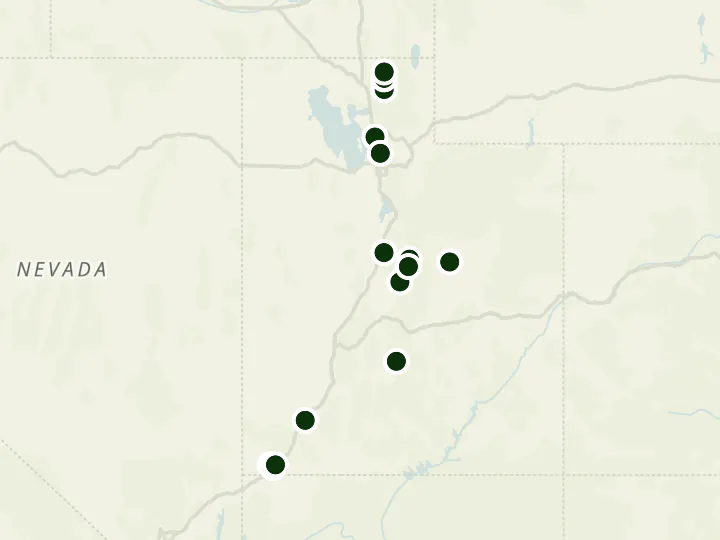 Map of Cache Valley Bank's 18 branches in Utah