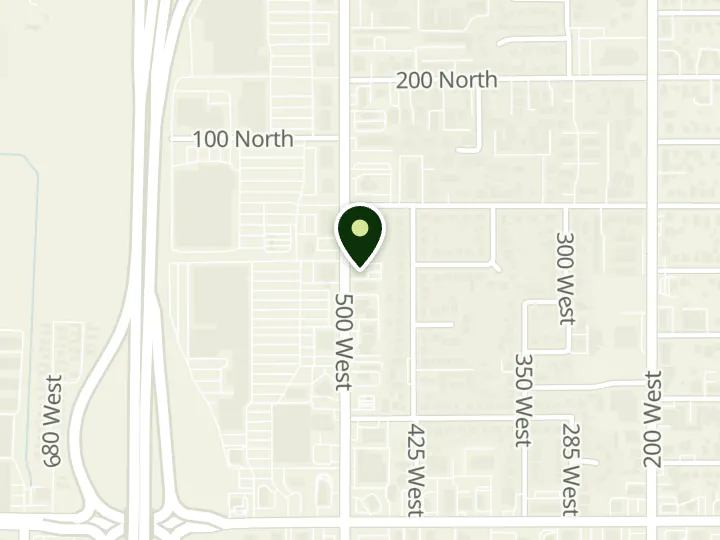 Map of the streets around Cache Valley Bank, Bountiful, at 105 S 500 W, Bountiful, UT 84010