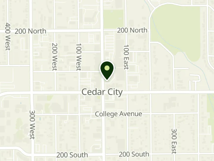 Map of the streets around Cache Valley Bank, Cedar City, at 26 North Main Street, Cedar City, UT 84720