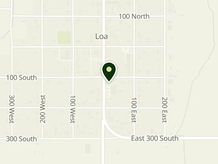 Map of the streets around Cache Valley Bank, Loa, at 105 S Main St, Loa, UT 84747