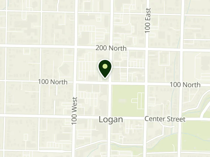 Map of the streets around Cache Valley Bank, Logan Main, at 101 N Main St, Logan, UT 84321