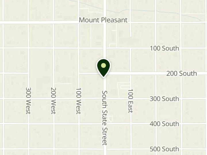 Map of the streets around Cache Valley Bank, Mt Pleasant, at 210 S State St, Mount Pleasant, UT 84647