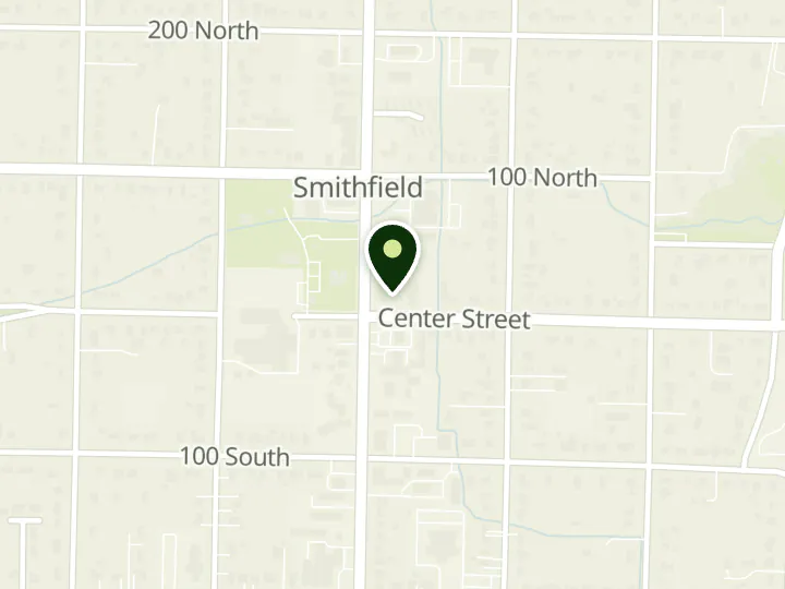 Map of the streets around Cache Valley Bank, Smithfield, at 10 N Main St, Smithfield, UT 84335
