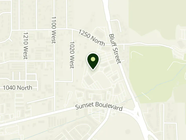 Map of the streets around Cache Valley Bank, Sunset, at 1091 N Bluff St, St. George, UT 84770