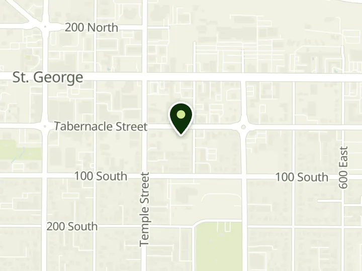 Map of the streets around Cache Valley Bank, Tabernacle, at 294 E Tabernacle St, St. George, UT 84770