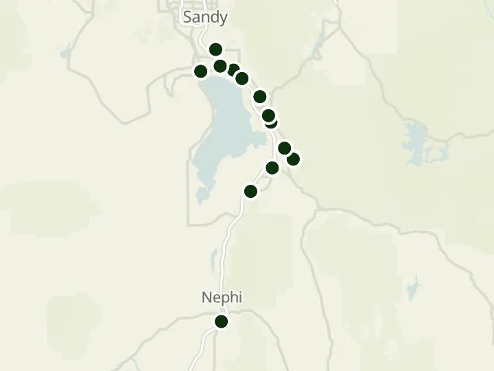 Map of Central Bank's 13 branches in Utah