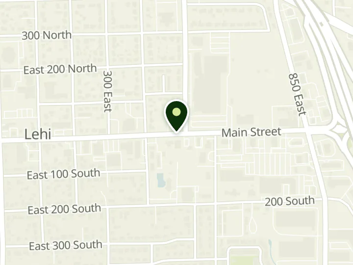 Map of the streets around Central Bank, Lehi Main Street, at 475 E Main St, Lehi, UT 84043