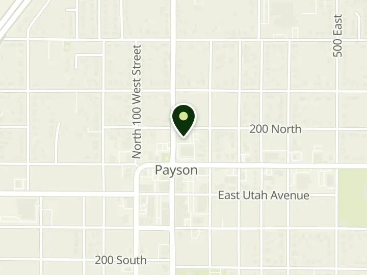 Map of the streets around Central Bank, Payson, at 182 N Main St, Payson, UT 84651