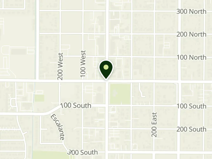 Map of the streets around Central Bank, Spanish Fork, at 1 N Main St, Spanish Fork, UT 84660