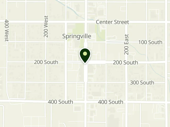 Map of the streets around Central Bank, Springville, at 202 S. Main St., Springville, UT 84663