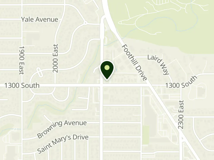 Map of the streets around Chase, Foothill, at 1285 S 2100 E, Salt Lake City, UT 84108