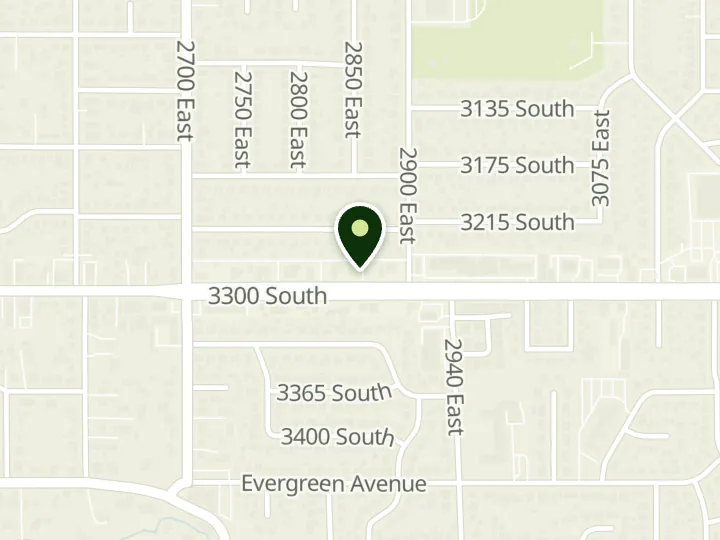 Map of the streets around Chase, Olympus, at 2855 E 3300 S, Salt Lake City, UT 84109