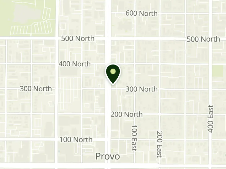 Map of the streets around Chase, Provo University Ave, at 310 N University Ave, Provo, UT 84601