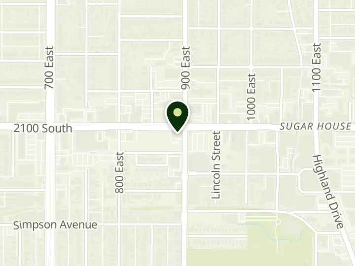 Map of the streets around Chase, Sugar House, at 880 E 2100 S, Salt Lake City, UT 84106