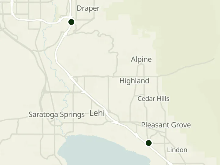 Map of Columbia Bank's 2 branches in Utah
