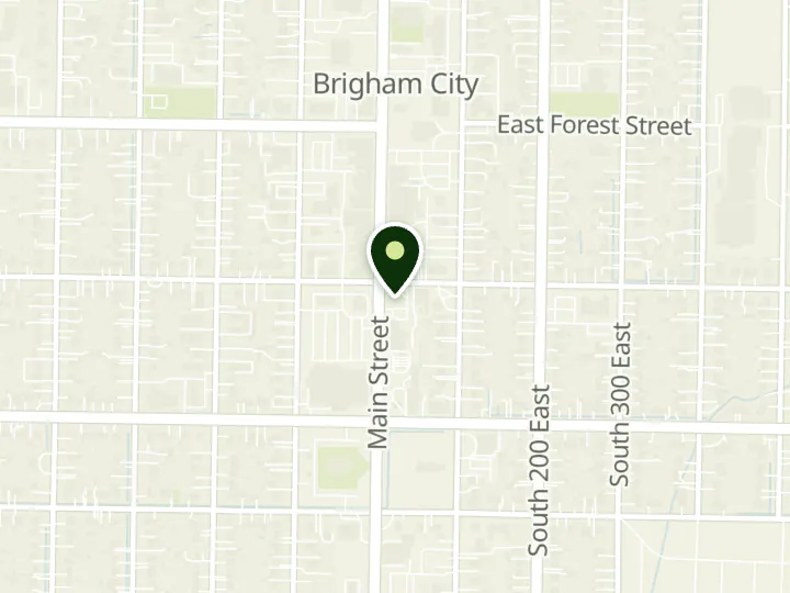 Map of the streets around D.L. Evans Bank, Brigham City, at 101 S Main St, Brigham City, UT 84302