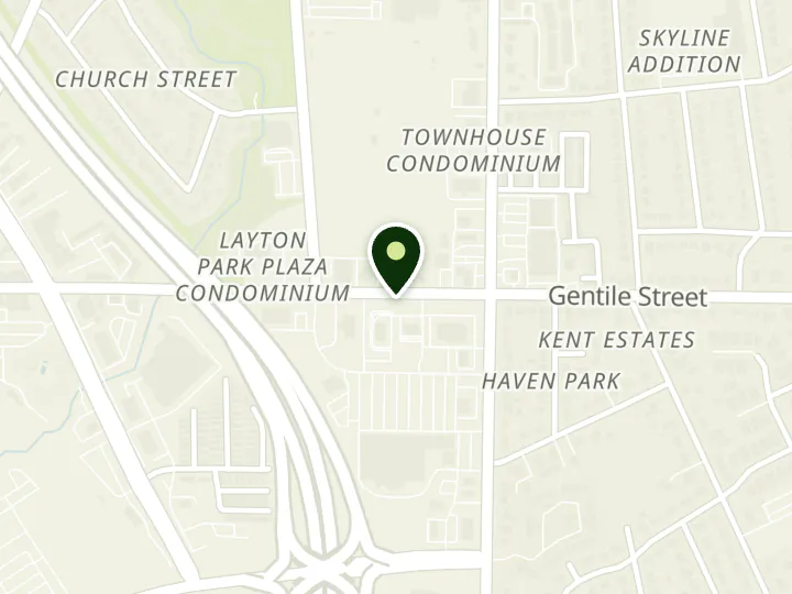 Map of the streets around D.L. Evans Bank, Layton, at 360 E Gentile St, Layton, UT 84041