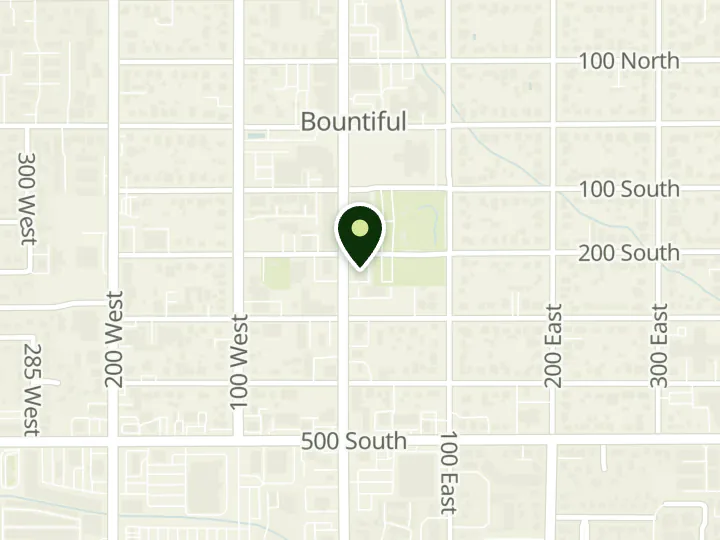 Map of the streets around First Community Bank Utah, Bountiful, at 207 S Main St, Bountiful, UT 84010
