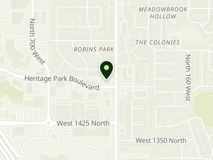 Map of the streets around First Community Bank Utah, Layton Hills, at 1601 N Hill Field Rd, Layton, UT 84041