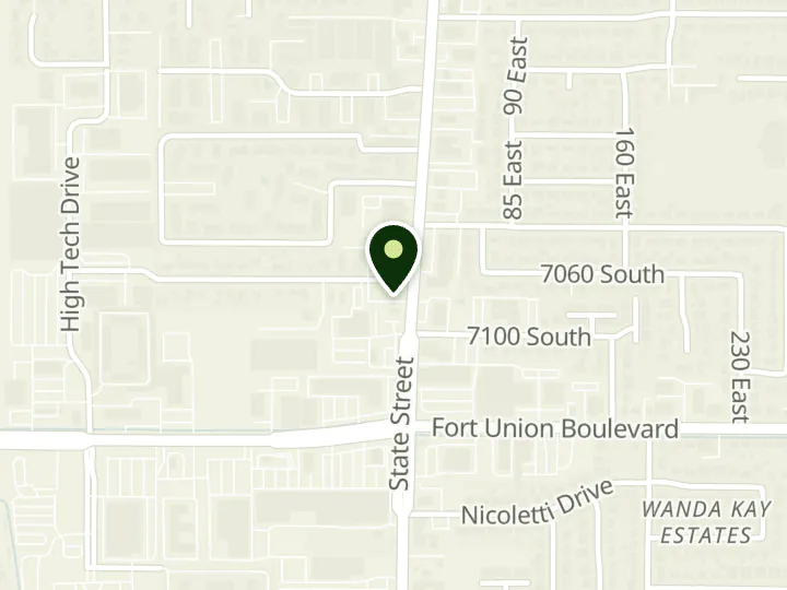 Map of the streets around First Utah Bank, Midvale Branch, at 7070 S State St, Midvale, UT 84047