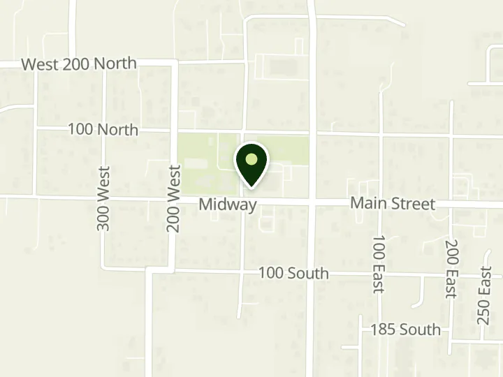 Map of the streets around Grand Valley Bank, Midway Branch, at 92 W Main St, Midway, UT 84049