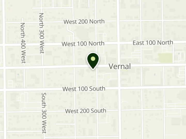 Map of the streets around Grand Valley Bank, Vernal Branch, at 121 W Main St, Vernal, UT 84078