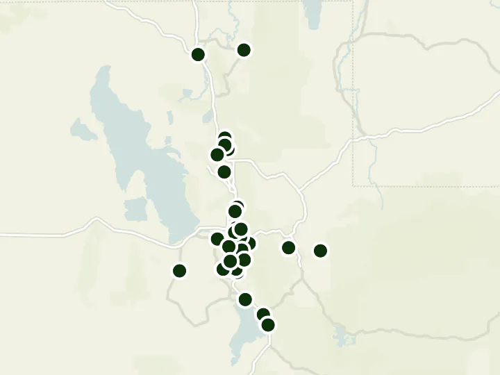 Map of KeyBank's 31 branches in Utah