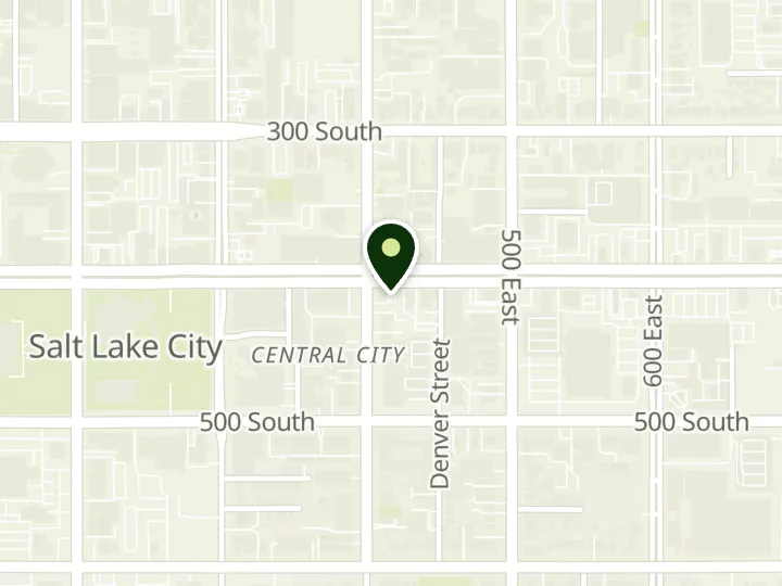 Map of the streets around KeyBank, 400 South, at 410 E 400 S, Salt Lake City, UT 84111
